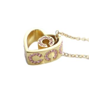 ネックレス アクセサリー ペンダント ロゴ ラインストーン ハート ゴールド色 GY18 /MQ