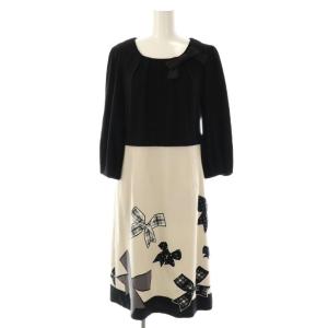 ワンピース ロング ウール リボン 40 黒 グレージュ /CX OS GY18