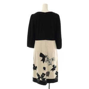 M'S GRACY ワンピース ロング ウール リボン 40 黒 グレージュ /CX OS GY18