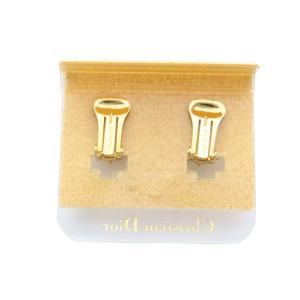 Christian Dior イヤリング クリップ式 アクセサリー 両耳用 ロゴ ラインストーン フェイクパール ゴールド色 GY11