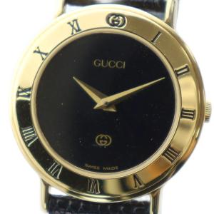 腕時計 クォーツ インターロッキング レザーベルト ゴールド色 3000L