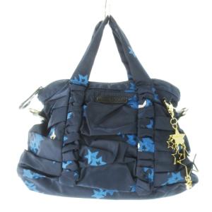 ハンドバッグ ナイロン ギャザー ロゴプレート 星 スター 流れ星チャーム 紺 ネイビー /CK9 GY18