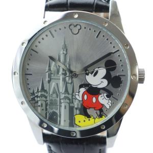 AUTHENTIC ORIGINAL 腕時計 ウォッチ クォーツ ミッキー ロゴ レザーベルト シルバー色