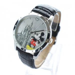Disney AUTHENTIC ORIGINAL 腕時計 ウォッチ クォーツ ミッキー ロゴ レザーベルト シルバー色