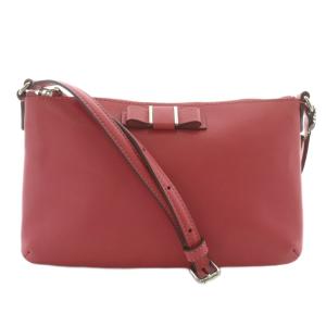 ダルシー ショルダーバッグ ポシェット レザー リボン ロゴ ピンク /XZ GY18