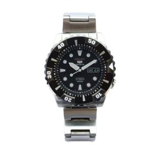 SEIKO 5 腕時計 自動巻き デイト カレンダー付き スケルトン 黒文字盤