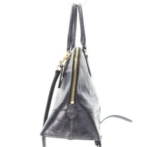 COACH ハンドバッグ ショルダーバッグ 2way ラウンド 型押しレザー ロゴ 紺 ネイビー F34053 /AH19