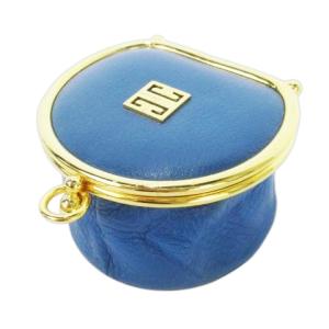 マルチケース アクセサリーケース コインケース レザー 革 がま口 ロゴ 青 ブルー /CK33 GY11