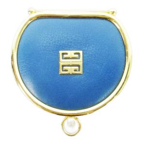 GIVENCHY マルチケース アクセサリーケース コインケース レザー 革 がま口 ロゴ 青 ブルー /CK33 GY11