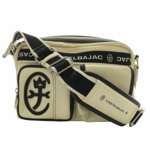 ドミネ Dominer ショルダーバッグ フェイクレザー ロゴ アイボリー 黒 ブラック /XZ GY18