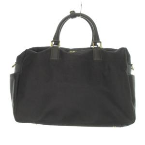 DAKS ボストンバッグ 2way ショルダーバッグ ナイロン レザー ロゴ ワンポイント ハウスチェック 黒 ブラック