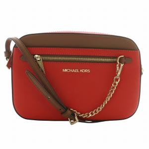 ショルダーバッグ PVC レザー チェーン ロゴ ゴールド金具 赤 レッド 茶色 ブラウン 35F3GTTC9L