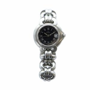 FENDI ジャンク品 腕時計 クォーツ ローマン ロゴ カレンダー付き デイト 黒文字盤 シルバー色 1600L