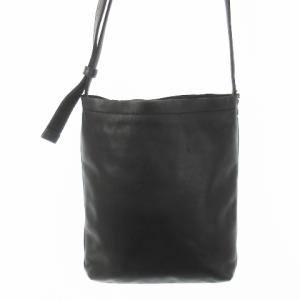 agnes b. ショルダーバッグ レザー 革 ロゴ刺繍 黒 ブラック /CK23 GY11