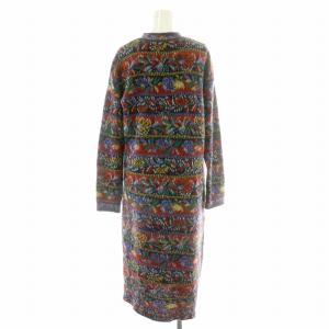 MISSONI ワンピース ロング ニット ウール 総柄 イタリア製 42 M 赤 レッド 青 ブルー 緑 グリーン 黄