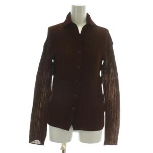 フェット FETE シャツ ブラウス 長袖 プリーツ 2 M 茶色 ブラウン IF74FJ403 /XZ