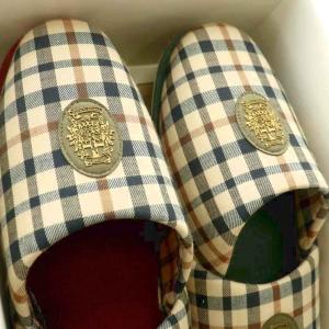 DAKS スリッパセット 2点セット チェック柄 赤 レッド 緑 グリーン ベージュ DK-2L /MP GY18