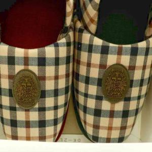 DAKS スリッパセット 2点セット チェック柄 赤 レッド 緑 グリーン ベージュ DK-2L /MP GY18