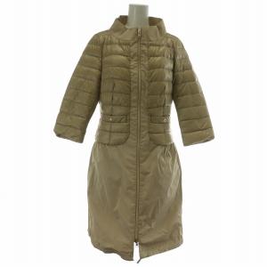 ダウンコート ジャケット アウター ナイロン 七分袖 ロング ハイネック 切り替え ジップアップ 40