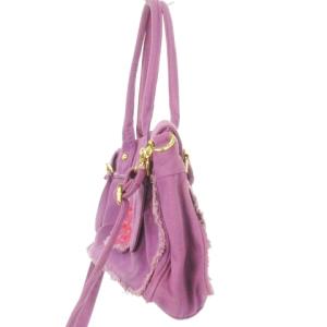 Ed Hardy ハンドバッグ ショルダーバッグ 2way キャンバス フリンジ ロゴ スカル ハート プリント 紫 パープル
