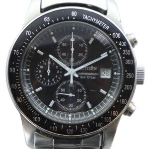 腕時計 ウォッチ クォーツ 黒文字盤 ロゴ クロノグラフ カレンダー付き デイト シルバー色 0510-K16008