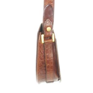 VALENTINO GARAVANI ショルダーバッグ ラウンド 型押しクロコレザー 革 刻印 ロゴ 茶 ブラウン /AH10 GY11