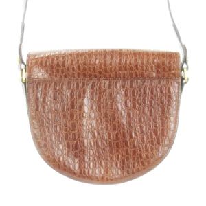 VALENTINO GARAVANI ショルダーバッグ ラウンド 型押しクロコレザー 革 刻印 ロゴ 茶 ブラウン /AH10 GY11