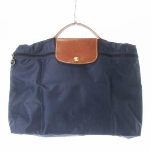 ル プリアージュ ハンドバッグ ナイロン レザー 革 ロゴ型押し 紺 ネイビー /CK22 GY11