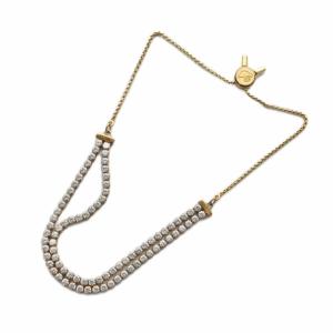ブレスレット アクセサリー ラインストーン 2連 ロゴ ゴールド色 GY11 /MQ