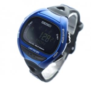 SEIKO スーパーランナーズ 腕時計 ウォッチ ソーラー デジタル カレンダー付き ロゴ 青 ブルー 黒 ブラック