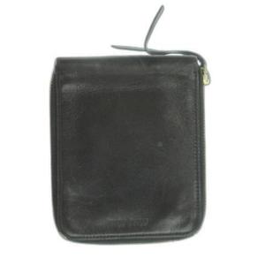 二つ折り財布 ウォレット ラウンドファスナー 小銭入れあり レザー ロゴ 型押し 黒 ブラック /MN6