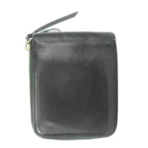 miumiu 二つ折り財布 ウォレット ラウンドファスナー 小銭入れあり レザー ロゴ 型押し 黒 ブラック /MN6