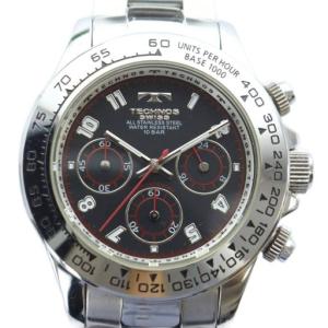 腕時計 ウォッチ クォーツ シルバーカラー 銀色 クロノグラフ 黒文字盤 クロノグラフ ロゴ TBM634