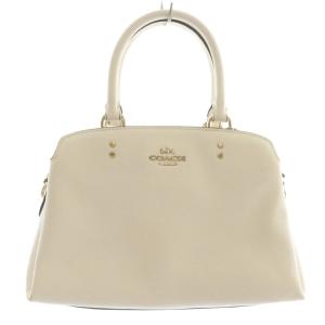 ミニ リリー キャリーオール ハンドバッグ ショルダー 2WAY レザー ロゴ ゴールド金具 白 ホワイト