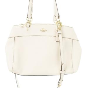 ブルック キャリーオール ショルダーバッグ ハンドバッグ 2way ロゴ レザー 白 オフホワイト F25397