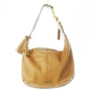 ハンドバッグ ワンショルダー レザー 革 シボ革 ロゴプレート タッセル 茶 ブラウン F23960 /CK8