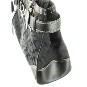 COACH ハンドバッグ キャンバス レザー 革 シグネチャー タッセル 黒 ブラック 10246 /CK21 GY18