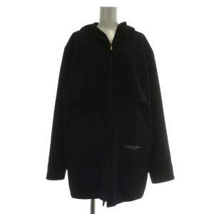 パーカー ウール 長袖 裏地花柄 ジップアップ ロゴ 刺繍 F 黒 ブラック /XZ GY18