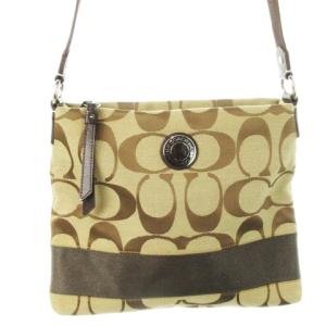 ショルダーバッグ キャンバス レザー 革 シグネチャー ロゴ 茶 ブラウン F19220 /CK23 GY18