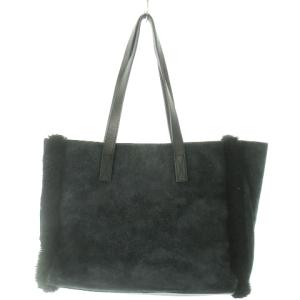 UGG australia トートバッグ スエード レザー 牛革 ボア ロゴ 黒 ブラック /AO13 GY18