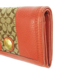 COACH 二つ折り財布 ウォレット 小銭入れあり レザー 切替 シグネチャー ロゴ コーラルオレンジ /AO7 GY18