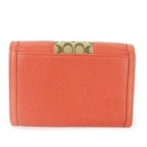 COACH 二つ折り財布 ウォレット 小銭入れあり レザー 切替 シグネチャー ロゴ コーラルオレンジ /AO7 GY18