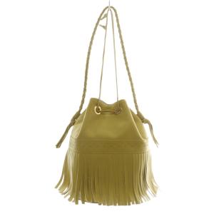 カーニバル ワンショルダー バッグ 巾着 フリンジ グリーン