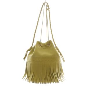 J&M DAVIDSON カーニバル ワンショルダー バッグ 巾着 フリンジ グリーン