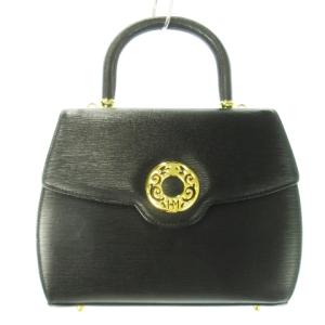 ハンドバッグ 2way ショルダーバッグ レザー 革 ロゴ コクーンシルエット 黒 ブラック /CK17