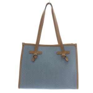 GIANNI CHIARIN マルチェッラ S ショッピング トートバッグ ハンド ポーチ付き キャンバス レザー マグネット 青 ブルー