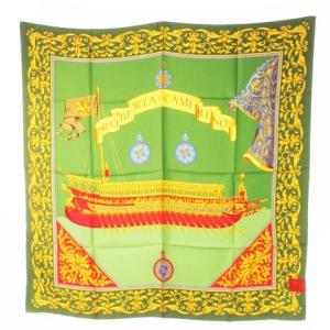 スカーフ シルク 大判 スクエア グリーン