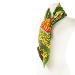 ROBERTA DI CAMERINO スカーフ シルク 大判 スクエア グリーン