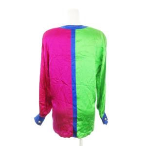 ESCADA BY margaretha ley ヴィンテージ シャツ ブラウス 長袖 シルク 絹 切替 マルチカラー