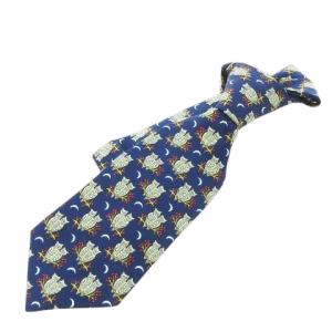 ネクタイ レギュラー シルク 絹 イラスト フクロウ 三日月 紺 ネイビー /CK26 GY18